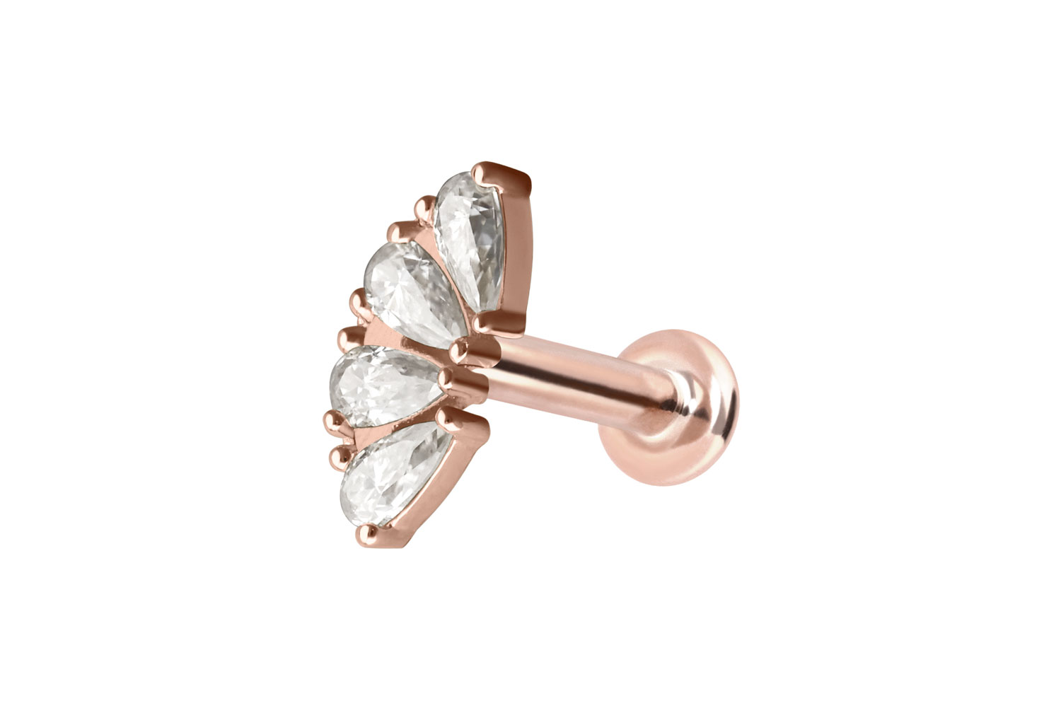 14 Karat Gold Labret Piercing mit Push Fit MOISSANIT-BOGEN